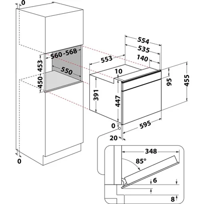 ابعاد مایکرویو توکار ویرپول W11MW161